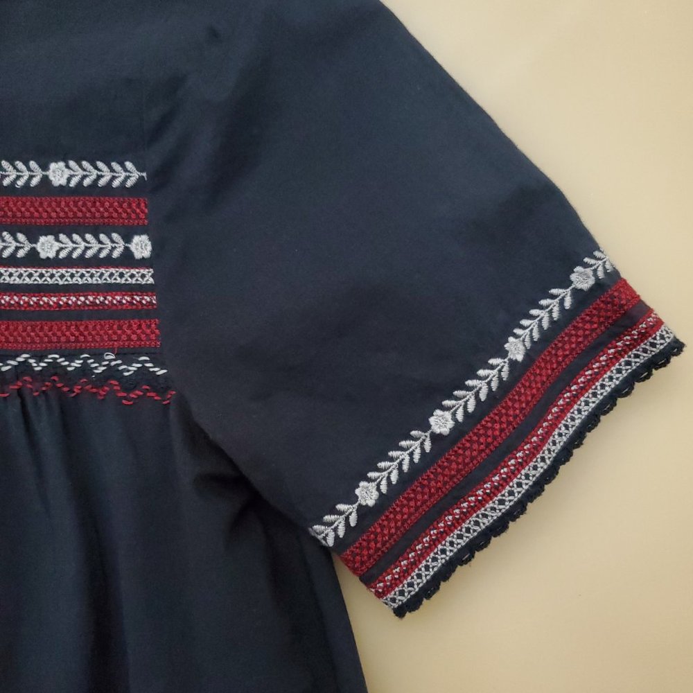 Sezane by Morgane Sezalory Embroidered Boho Navy Cotton Top - Picture 13 of 16